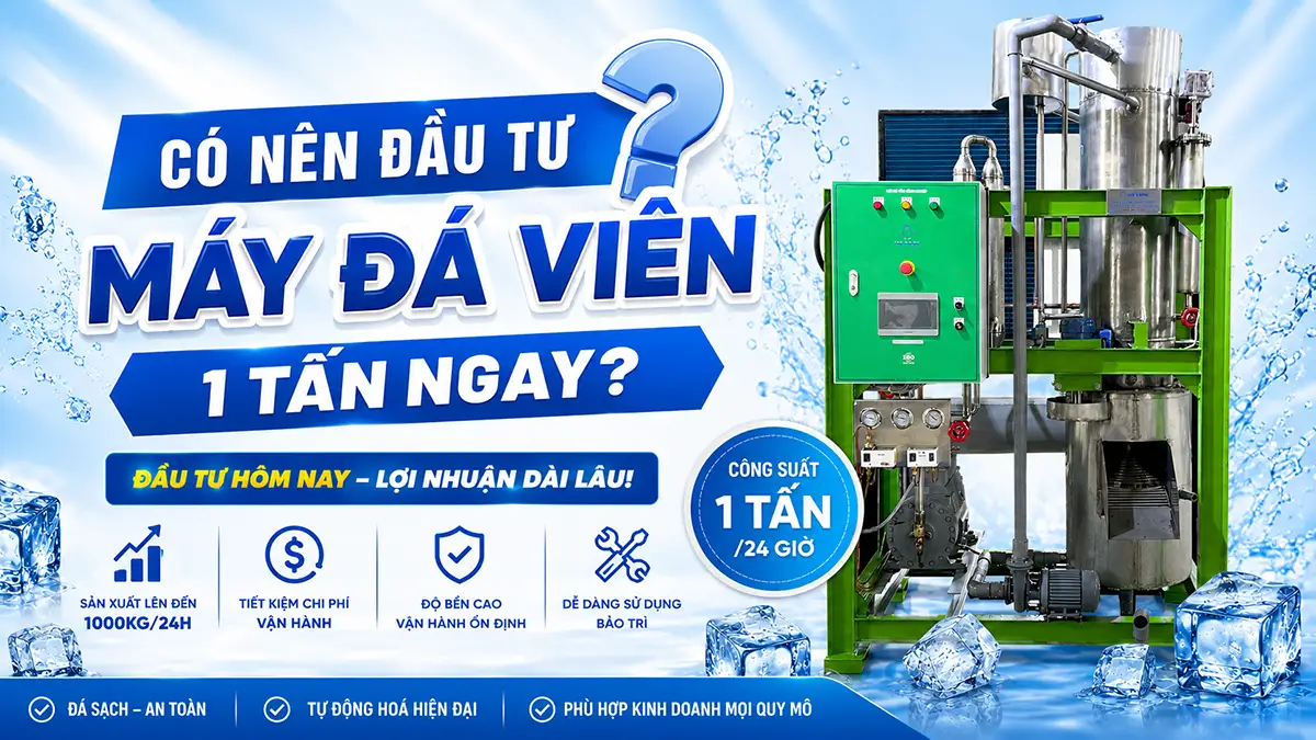 Có nên đầu tư máy đá viên 1 tấn/ngày? Đầu tư thông minh hay rủi ro?