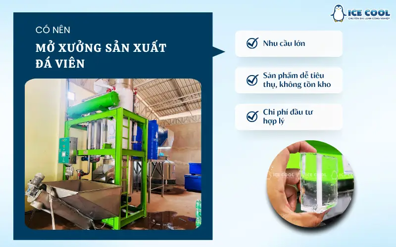 Có nên mở xưởng sản xuất đá viên trong bối cảnh nhu cầu tiêu thụ tăng mạnh?