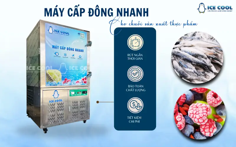 Máy cấp đông nhanh cho chuỗi sản xuất thực phẩm
