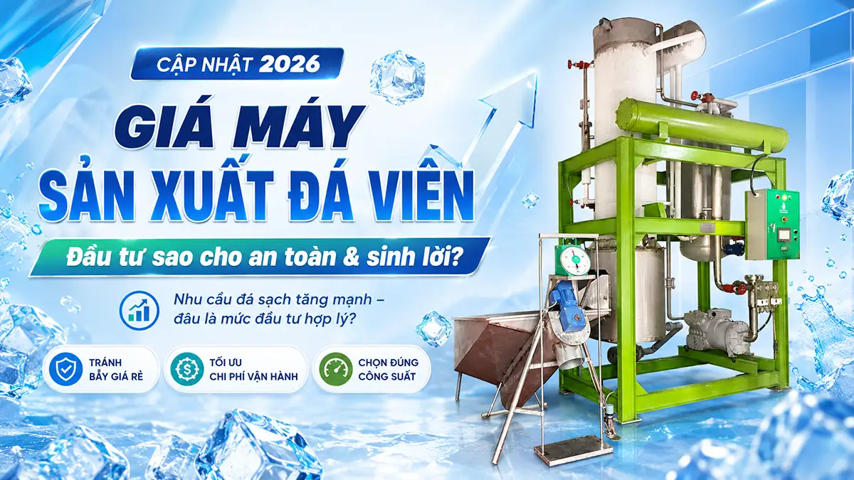 Giá máy sản xuất đá viên 2026: Chiến lược đầu tư an toàn trong bối cảnh nhu cầu đá sạch tăng mạnh